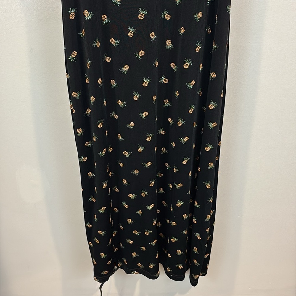 Vintage 90s Ronni Nicole Sleeveless Sparkly Pineapple Stretch Knit Maxi Dress 12 - Picture 4 of 9